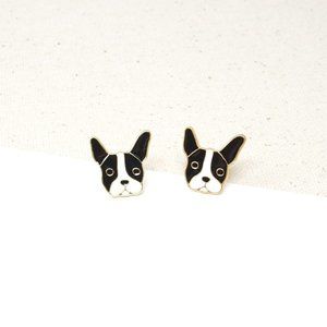 Handcrafted French Bulldog Enamel Stud Earrings